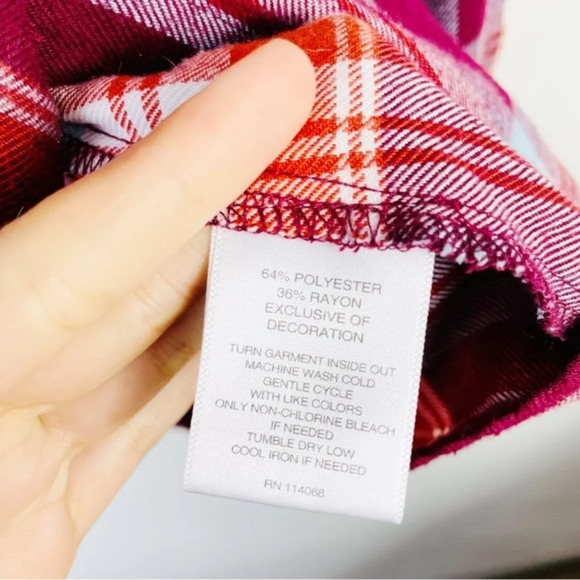 Signature Studio Red|Orange Plaid Flannel Shirt SIze Small‎ - Picture 5 of 6